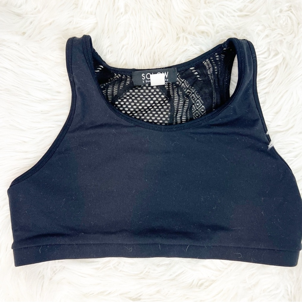 SOLOW X DANIELLA CLARKE BLACK MESH BACK SPORTS BRA WOMENS SZ LARGE